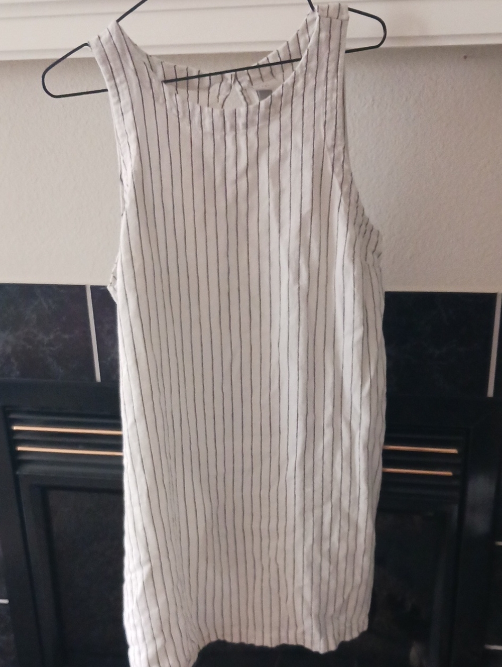 a new day White Vertical-Striped Sleeveless Shift Dress